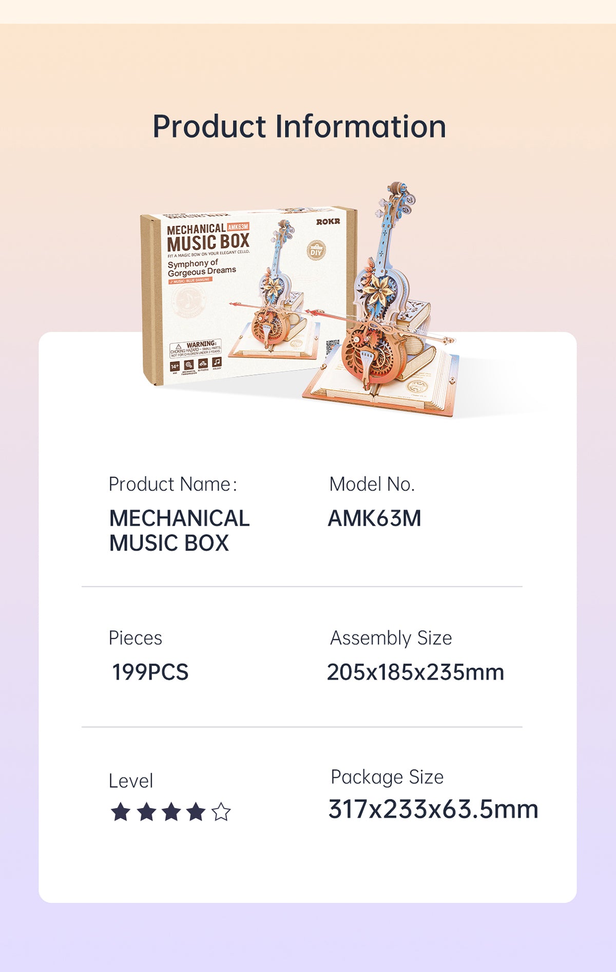 Robotime Rokr DIY Music Box 3D Wooden Puzzle | Symphony of Gorgeous Dreams