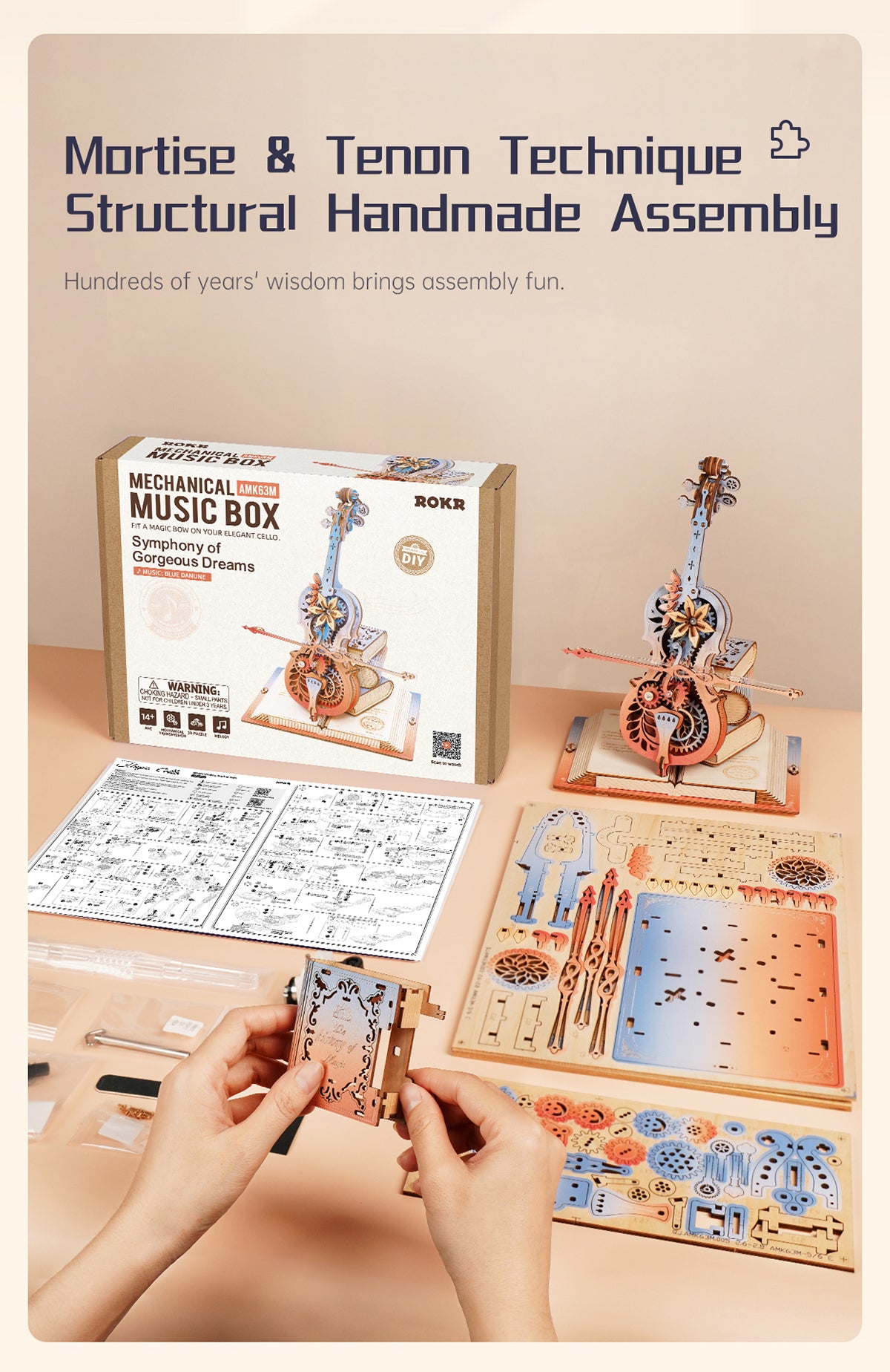 Robotime Rokr DIY Music Box 3D Wooden Puzzle | Symphony of Gorgeous Dreams