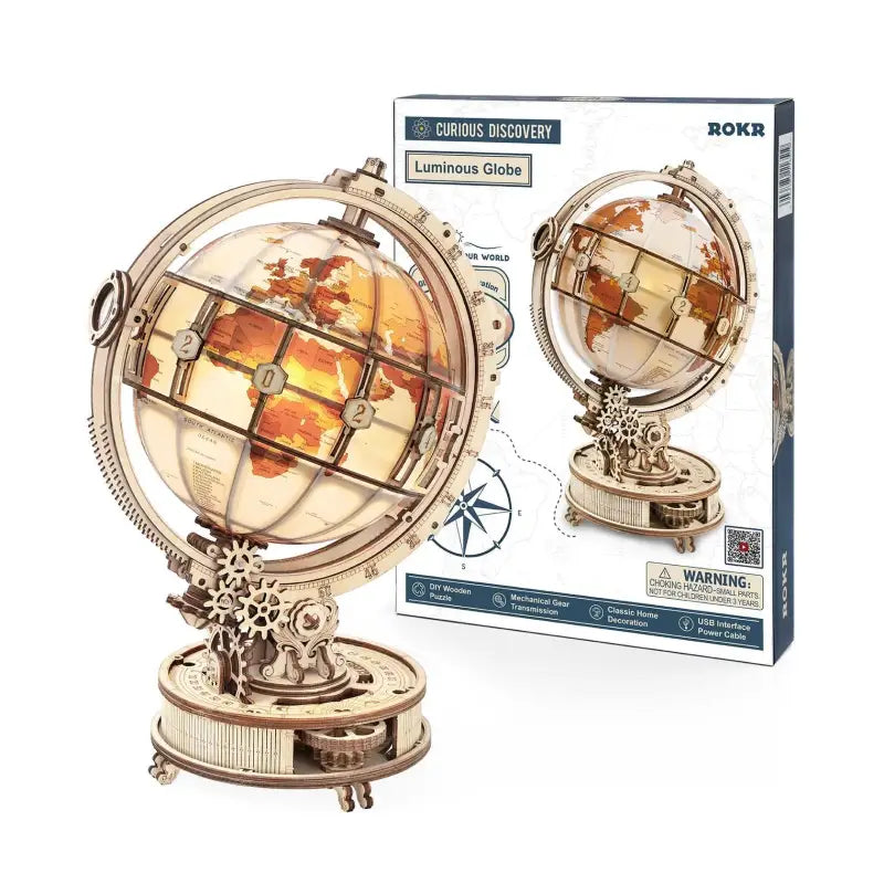 Robotime Rokr DIY 3D Wooden Puzzle | Luminous Globe - DIY Magic World
