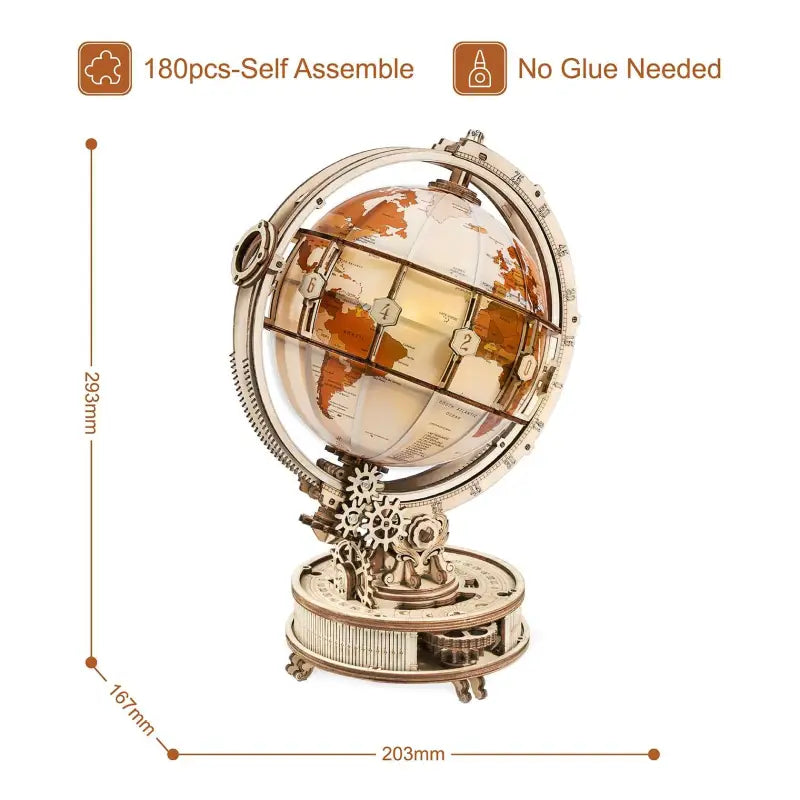Robotime Rokr DIY 3D Wooden Puzzle | Luminous Globe - DIY Magic World