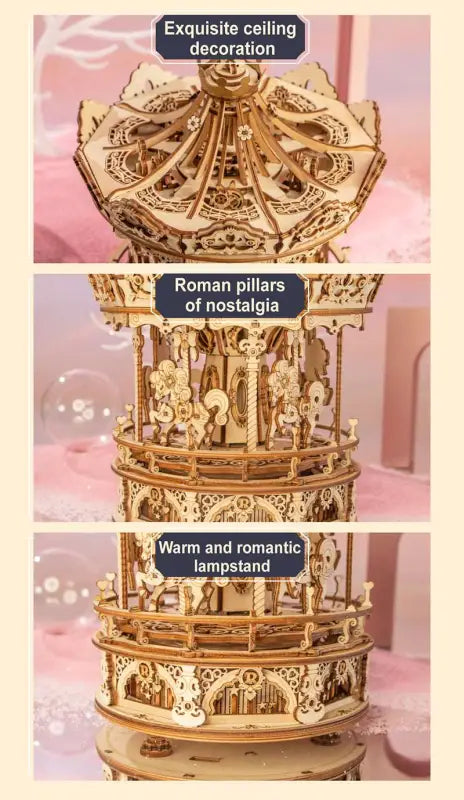 Robotime Rokr DIY Music Box 3D Wooden Puzzle | Romantic Carousel - DIY Magic World
