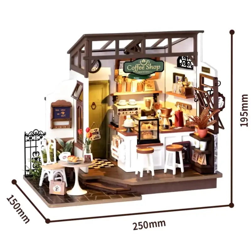 Robotime Rolife DIY Miniature Dollhouse Kit | Coffee Shop - DIY Magic World