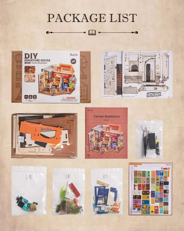 Robotime Rolife DIY Miniature Dollhouse Kit | Corner Bookstore - DIY Magic World