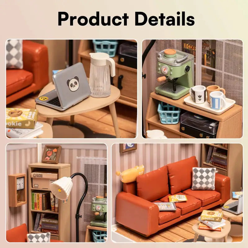 Robotime Rolife DIY Miniature Dollhouse Kit | Cozy Living Lounge - DIY Magic World