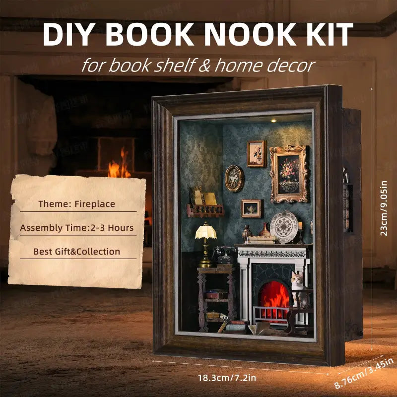 DIY Book Nook Kit | Cozy Fireplace