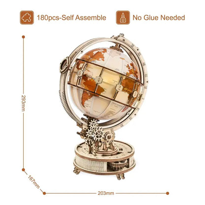 Robotime Rokr DIY 3D Wooden Puzzle | Luminous Globe - DIY Magic World