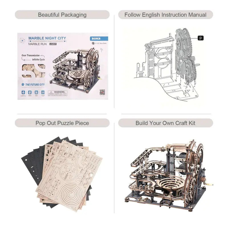 Robotime Rokr DIY 3D Wooden Puzzle | Marble Night City - DIY Magic World