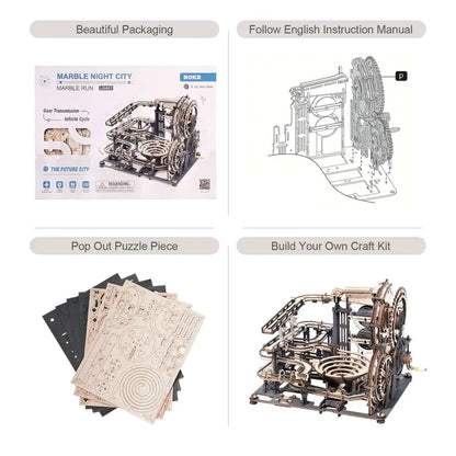 Robotime Rokr DIY 3D Wooden Puzzle | Marble Night City - DIY Magic World