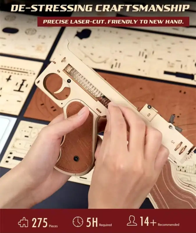 Robotime Rokr DIY 3D Wooden Puzzle | Submachine Gun - DIY Magic World