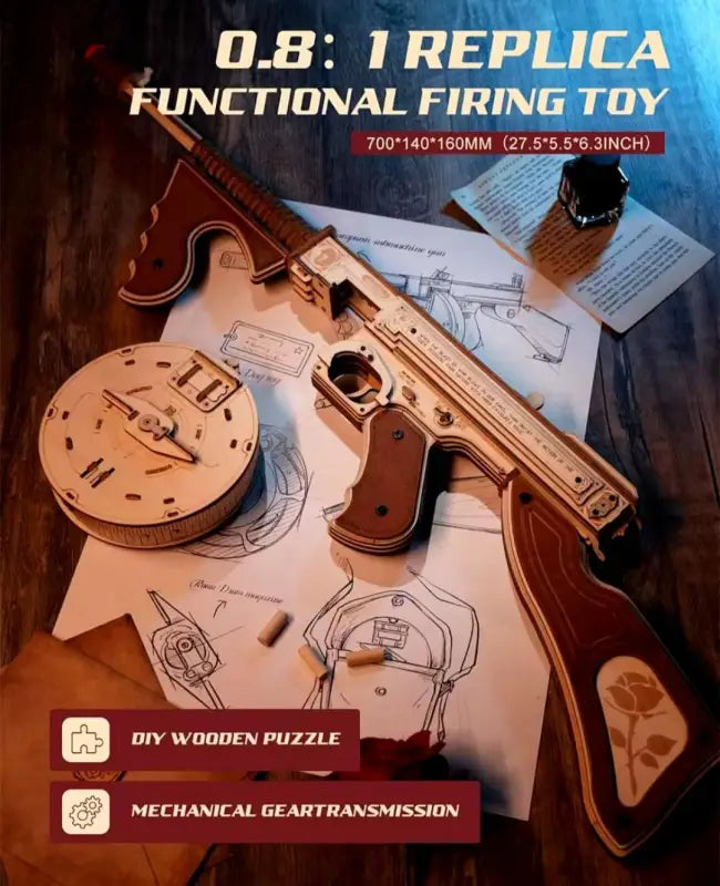 Robotime Rokr DIY 3D Wooden Puzzle | Submachine Gun - DIY Magic World
