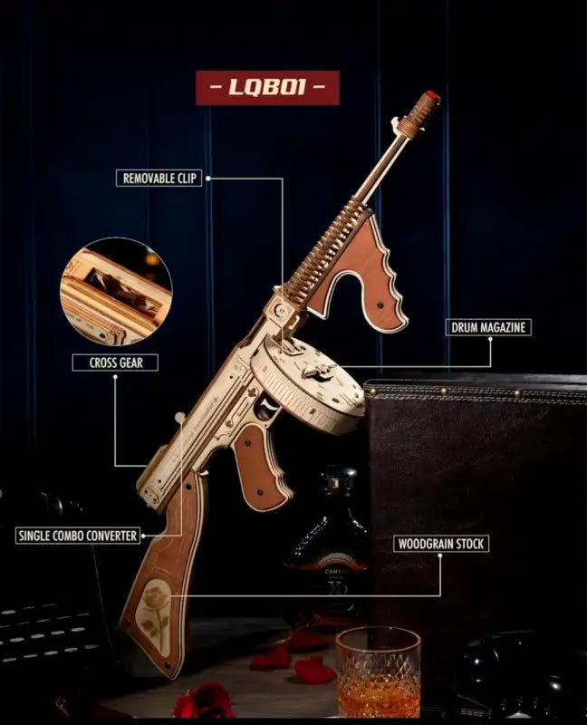 Robotime Rokr DIY 3D Wooden Puzzle | Submachine Gun - DIY Magic World