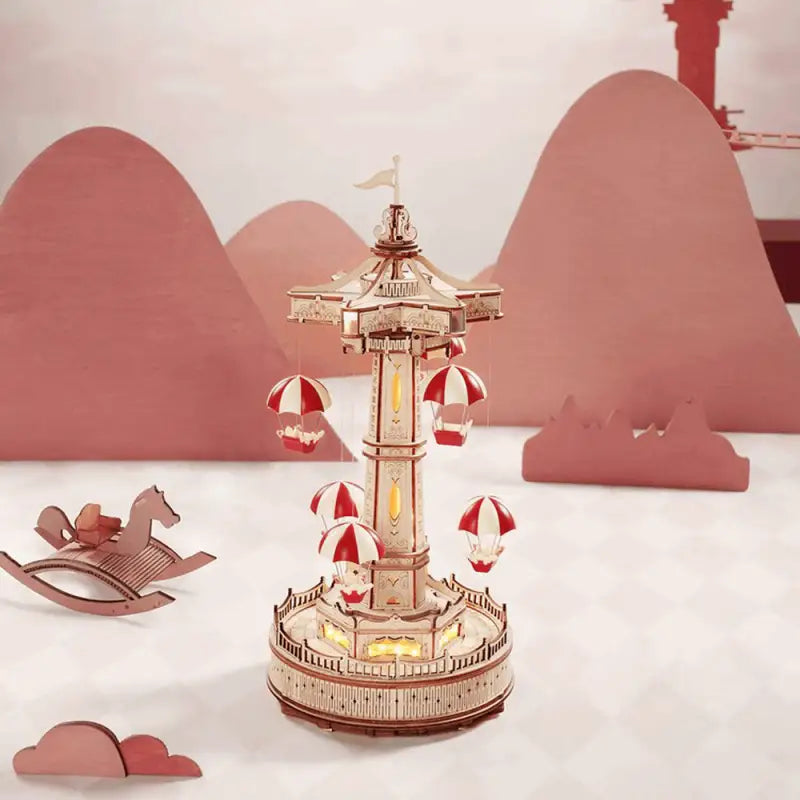 Robotime Rokr DIY Music Box 3D Wooden Puzzle | Parachute Tower - DIY Magic World