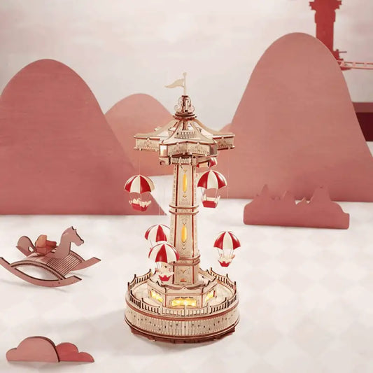 Robotime Rokr DIY Music Box 3D Wooden Puzzle | Parachute Tower - DIY Magic World