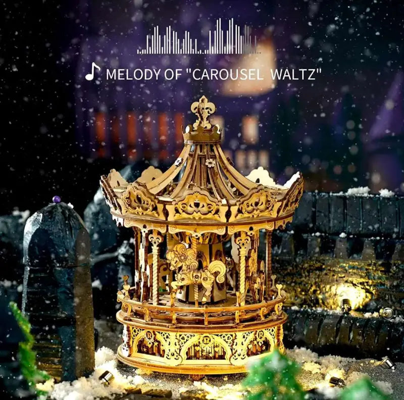 Robotime Rokr DIY Music Box 3D Wooden Puzzle | Romantic Carousel - DIY Magic World