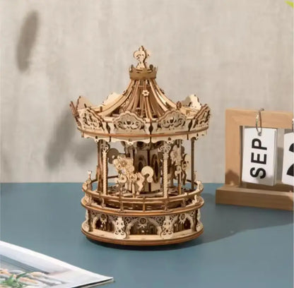 Robotime Rokr DIY Music Box 3D Wooden Puzzle | Romantic Carousel - DIY Magic World