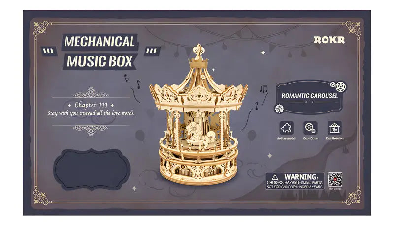 Robotime Rokr DIY Music Box 3D Wooden Puzzle | Romantic Carousel - DIY Magic World