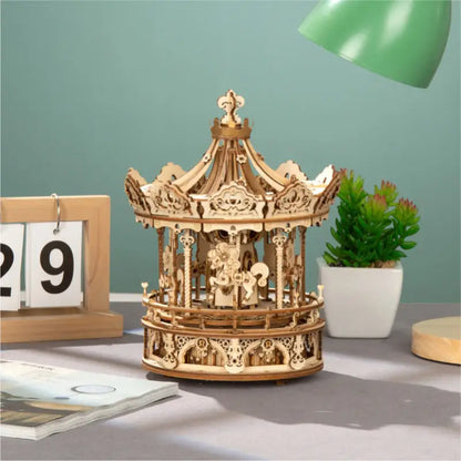 Robotime Rokr DIY Music Box 3D Wooden Puzzle | Romantic Carousel - DIY Magic World