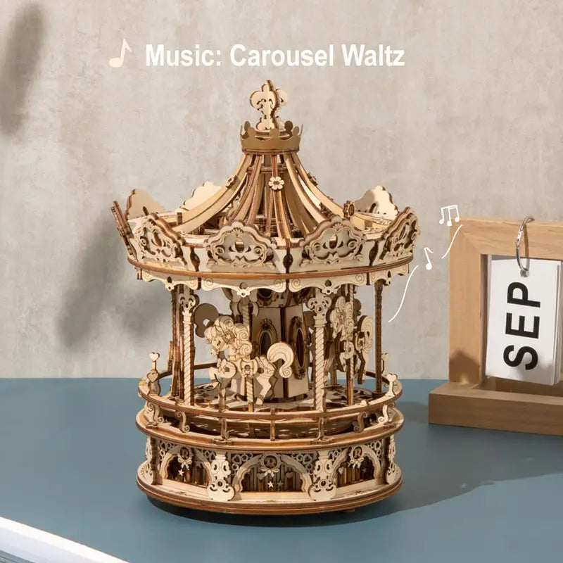 Robotime Rokr DIY Music Box 3D Wooden Puzzle | Romantic Carousel - DIY Magic World