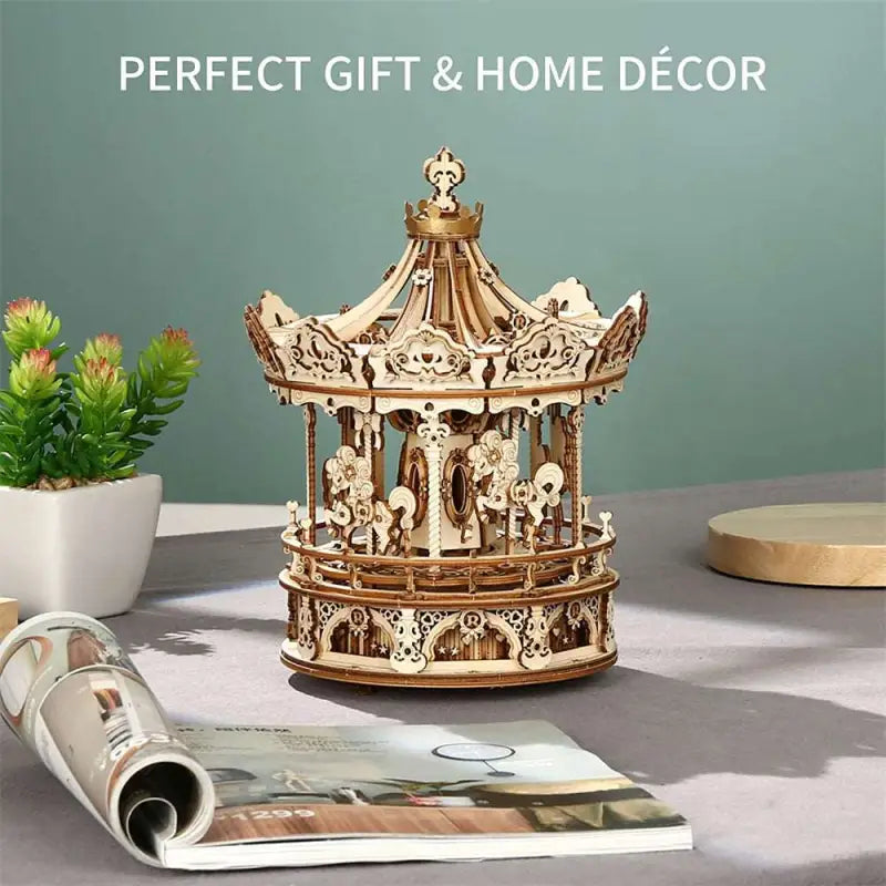 Robotime Rokr DIY Music Box 3D Wooden Puzzle | Romantic Carousel - DIY Magic World