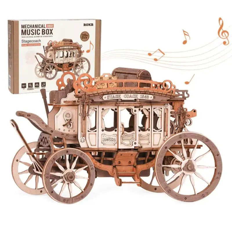 Robotime Rokr DIY Music Box 3D Wooden Puzzle | Stagecoach - DIY Magic World