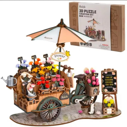 Robotime Rolife DIY 3D Wooden Puzzle | Blossom Cart - DIY Magic World