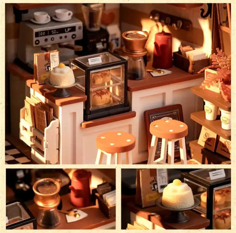 Robotime Rolife DIY Miniature Dollhouse Kit | Coffee Shop - DIY Magic World