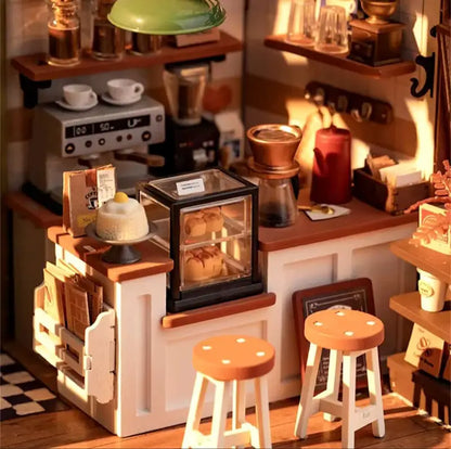 Robotime Rolife DIY Miniature Dollhouse Kit | Coffee Shop - DIY Magic World