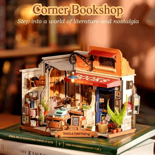 Robotime Rolife DIY Miniature Dollhouse Kit | Corner Bookstore