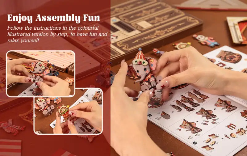 Robotime Rolife DIY Music Box 3D Wooden Puzzle | Animal Carnival