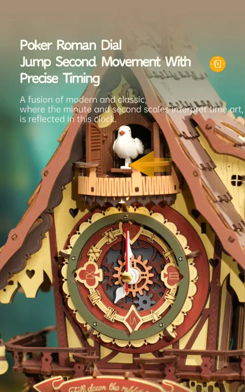 ROKR Cuckoo Clock 3D Wooden Puzzle Kit with LED Light & Hourly Chime - DIY Mechanical Model